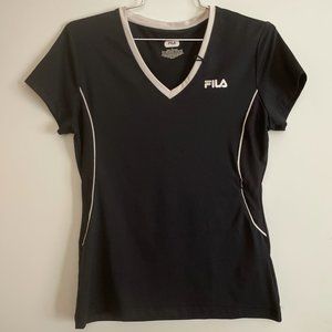 Fila Sport Tennis Top, Black w/ White Trim, Small